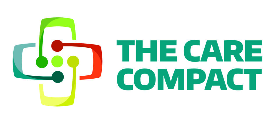 Care compact logo. Interconnected lines with type "The Care Compact"